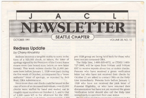 Seattle Chapter, JACL Reporter, Vol. 28, No. 10, October 1991 (ddr-sjacl-1-397)