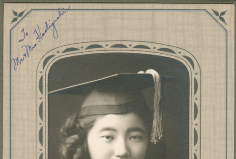 Graduation portrait of Kimiko Masuhara in photo folder (ddr-densho-474-137)