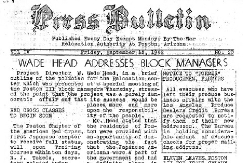 Poston Press Bulletin Vol. IV No. 20 (September 18, 1942) (ddr-densho-145-111)