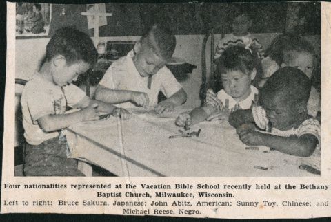 Clipping of four children at Bethany Baptist Church (ddr-densho-523-250)