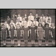 Boys and girls standing on steps outside building (Maryknoll school) (ddr-densho-330-207)