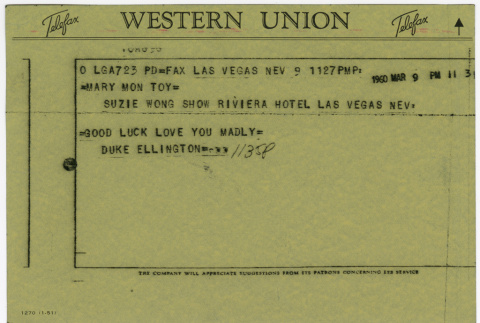 Telegram to Mary from Duke Ellington (ddr-densho-367-303)
