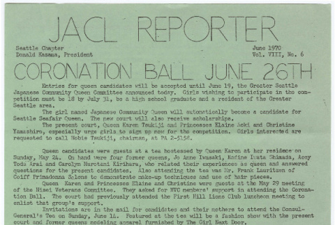 Seattle Chapter, JACL Reporter, Vol. VII, No. 6, June 1970 (ddr-sjacl-1-119)