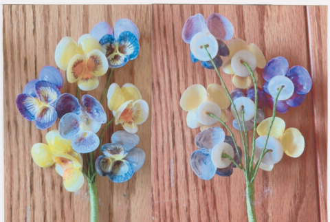 Bouquet of pansies made from shells (ddr-densho-539-151)