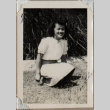 Woman kneeling on lawn (ddr-densho-587-61)