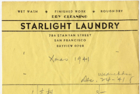 Payroll lists and accounting lists on Starlight Laundry receipts (ddr-densho-423-305)