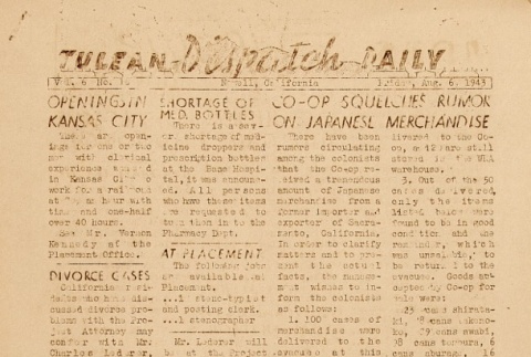Tulean Dispatch Vol. 6 No. 18 (August 6, 1943) (ddr-densho-65-268)