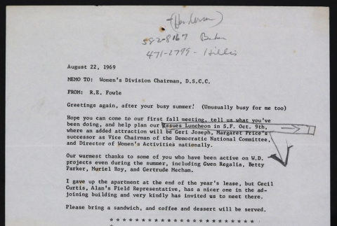 Women's Division memorandum (ddr-densho-433-328)