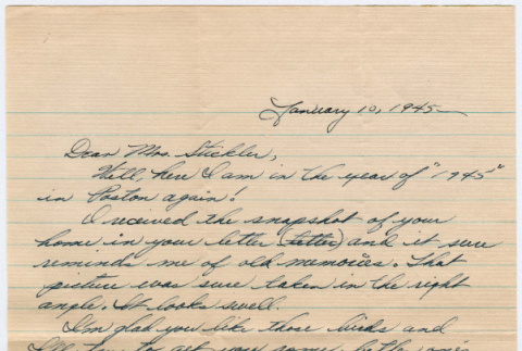 Letter and envelope addressed to Mrs. M. Stickler (ddr-densho-184-3)