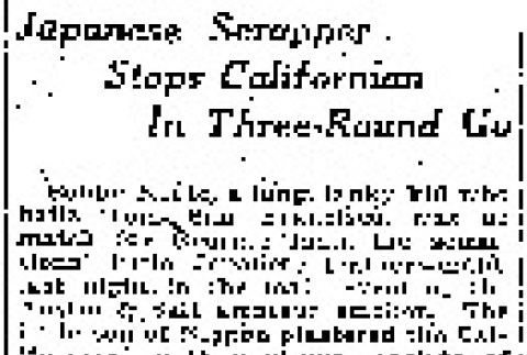 Japanese Scrapper Stops Californian In Three-Round Go (March 15, 1924) (ddr-densho-56-384)