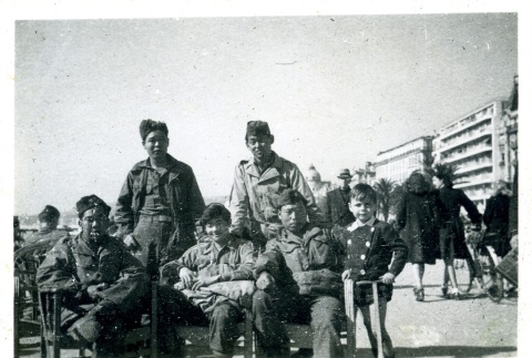 Soldiers on the boardwalk in Nice, France (ddr-densho-22-310)