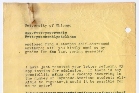 Draft letter to University of Chicago (ddr-densho-468-146)