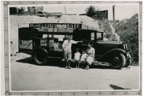 Family in front of Cascade Soda Co. truck (ddr-densho-353-109)
