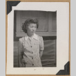 Young woman in a striped outfit (ddr-densho-542-245)