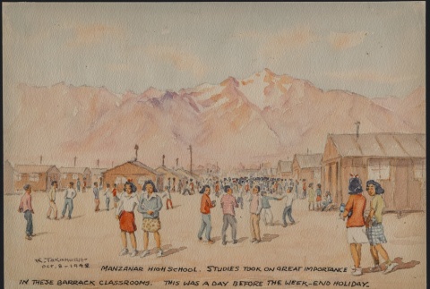 Painting of Manzanar High School (ddr-manz-2-51)