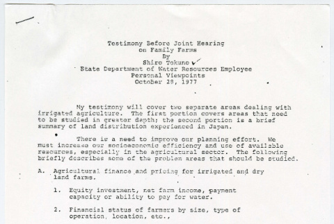 Shiro Tokuno testimony on family farms (ddr-densho-1007-1110)