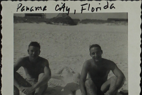 Two men on the beach (ddr-densho-321-1298)