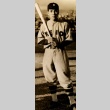 Mitsuroku Odate, a Keio University baseball player posing with a bat (ddr-njpa-4-1679)
