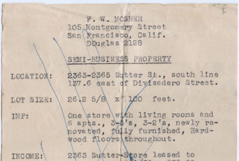 Note in Japanese on back of business accounting list (ddr-densho-426-1969)