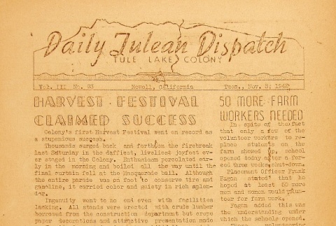 Tulean Dispatch Vol. III No. 93 (November 3, 1942) (ddr-densho-65-89)