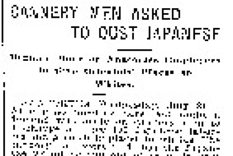 Cannery Men Asked to Oust Japanese. Demand Made on Anacortes Employers to Give Orientals' Places to Whites. (July 21, 1915) (ddr-densho-56-268)