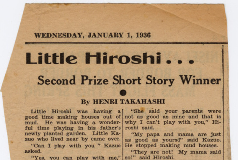 Clipping of short story by Henri Takahashi (ddr-densho-410-272)