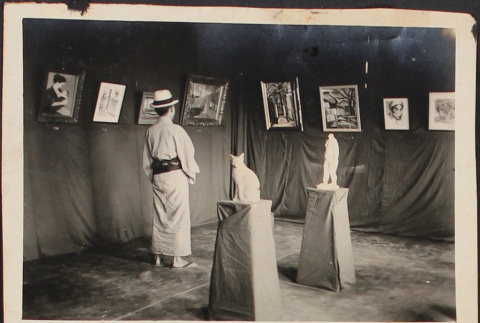 A man visiting an art exhibit (ddr-densho-278-105)