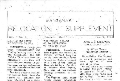 Manzanar Free Press Relocation Supplement Vol. 1 No. 8 (June 9, 1945) (ddr-densho-125-375)