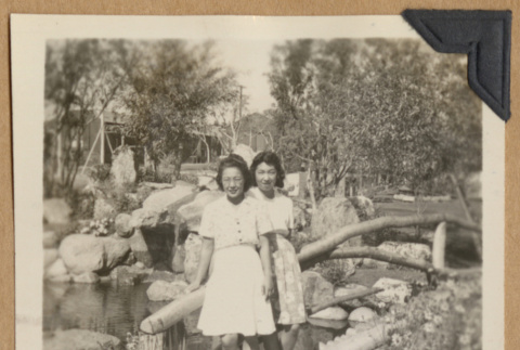 Two women on a bridge (ddr-densho-542-260)