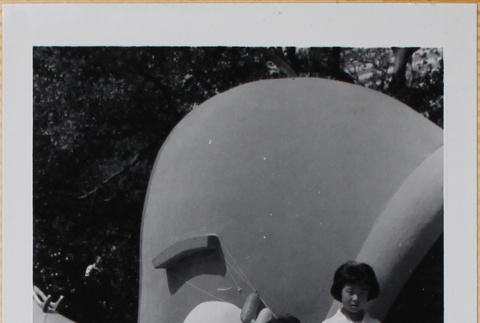 Susan and Leslie Shiomi by amusement ride (ddr-densho-522-584)