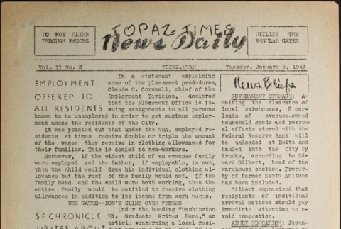 Topaz Times Vol. II No. 3 (January 5, 1943) (ddr-densho-142-64)