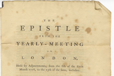 Epistle from the yearly meeting in London, 1778 (ddr-csujad-57-30)