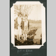 Photo of three girls with plum trees (ddr-densho-483-302)