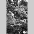 Stone and waterfall installation in garden east of Campion Hall (ddr-densho-354-2112)