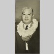 Sanji Abe wearing leis (ddr-njpa-5-11)