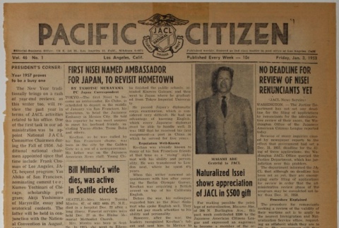 Pacific Citizen Vol. 46, No. 1 (January 03, 1958) (ddr-pc-30-1)