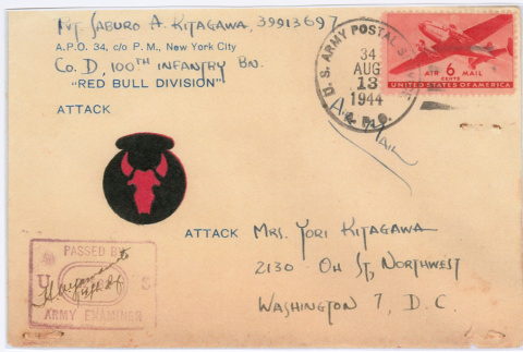 Envelope address to Yori Kitagawa from Saburo Kitagawa (ddr-densho-539-86)