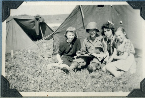Clarence Matusmura with German girls (ddr-densho-22-72)