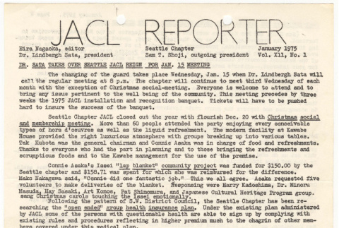 Seattle Chapter, JACL Reporter, Vol. XIII, No. 1, January 1975 (ddr-sjacl-1-242)