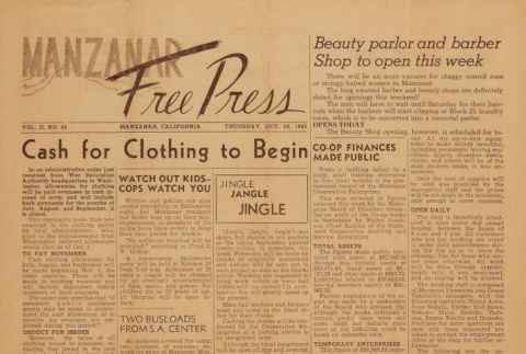 Manzanar Free Press Vol. II No. 43 (October 29, 1942) (ddr-densho-125-3)