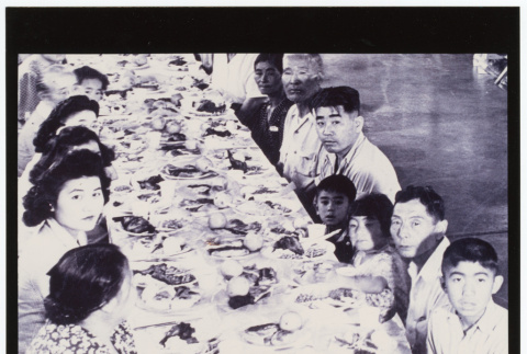 Crop of photograph of large dining hall (ddr-densho-1007-195)