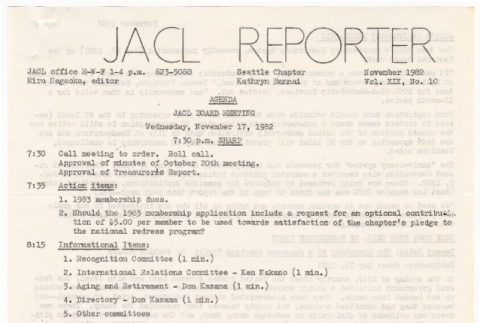 Seattle Chapter, JACL Reporter, Vol. XIX, No. 10, November 1982 (ddr-sjacl-1-315)