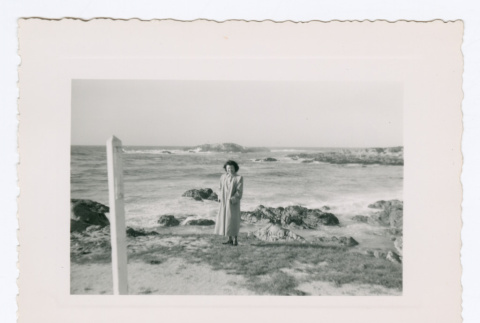 Lillie (Yamato) Komai at the California Coast (ddr-densho-562-62)