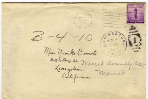 Letter to Yuri Domoto from Margaret McClain (ddr-densho-356-283)