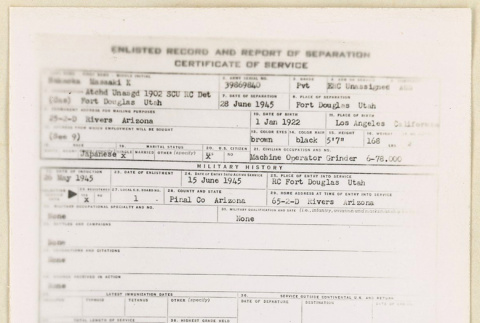 Military record for Masaaki K. Nakaoka (ddr-densho-37-2056)