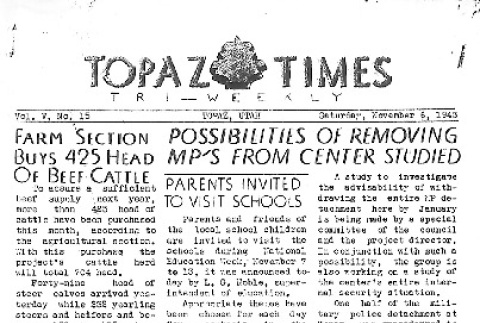 Topaz Times Vol. V No. 15 (November 6, 1943) (ddr-densho-142-234)