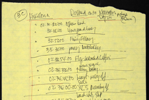Miscellaneous timing notes (ddr-densho-1007-1435)