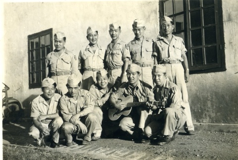 Group of soldiers with a guitar (ddr-densho-22-363)