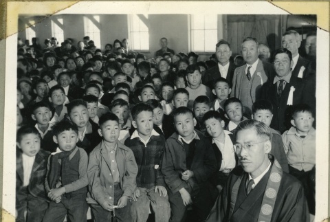 Congregation inside the Manzanar Buddhist Church (ddr-manz-4-122)