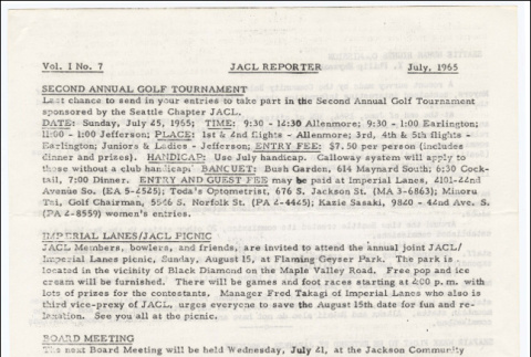 Seattle Chapter, JACL Reporter, Vol. I, No. 7, July 1965 (ddr-sjacl-1-74)